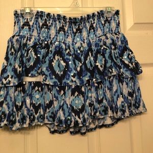 Girls blue multi print skort